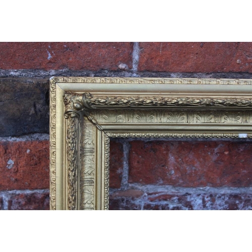 56 - A 19TH CENTURY DECORATIVE GOLD FRAME, with acanthus leaf design to outer edge, frame W 6.5 cm, rebat... 