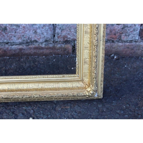 56 - A 19TH CENTURY DECORATIVE GOLD FRAME, with acanthus leaf design to outer edge, frame W 6.5 cm, rebat... 