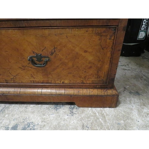 573 - A GEORGE III WALNUT SECRETAIRE TALLBOY, the upper section with three short above three longer gradua... 