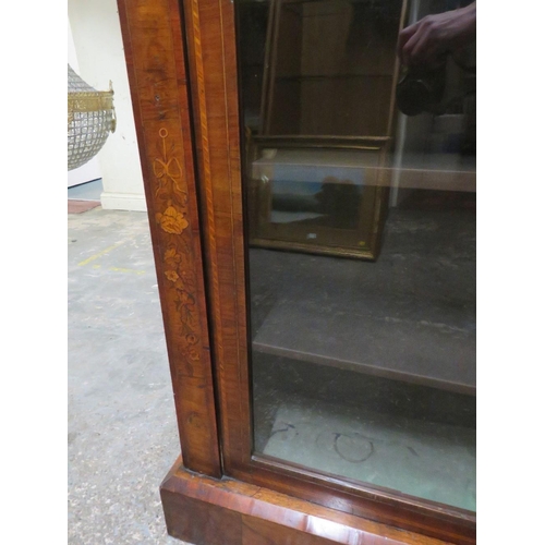 577 - A MID VICTORIAN WALNUT PIER CABINET, having inlaid floral and crossbanded detail throughout, H 105.5... 