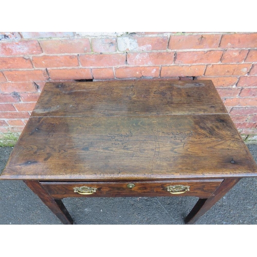 583 - A 19TH CENTURY OAK SIDE TABLE, with single frieze drawer, H 74 cm, W 91 cm