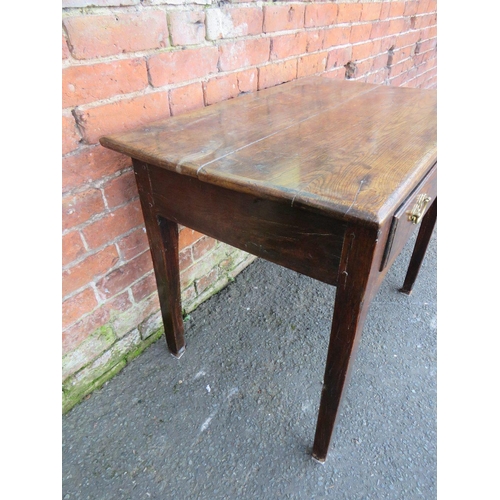 583 - A 19TH CENTURY OAK SIDE TABLE, with single frieze drawer, H 74 cm, W 91 cm