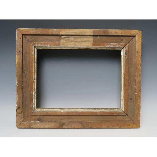 59 - A 19TH CENTURY GOLD FRAME WITH ACANTHUS LEAF DESIGN TO OUTER EDGE, frame W 8 cm, rebate 36 x 26 cm