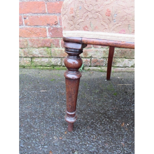 590 - A 19TH CENTURY MAHOGANY ARMCHAIR, with scrolled arms and turned front supports