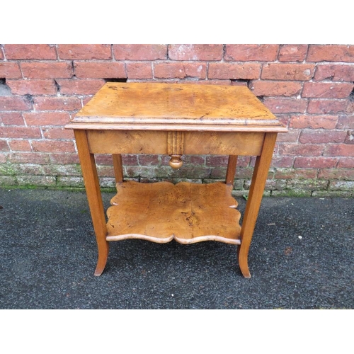 597 - A LATE 19TH CENTURY WALNUT OCCASIONAL TABLE, the stepped rectangular top supported on four outsplaye... 