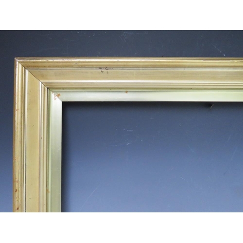 79 - A 19TH CENTURY PLAIN GOLD FRAME WITH GOLD SLIP, frame W 6 cm, slip rebate 35 x 61 cm, frame rebate 4... 