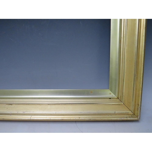 79 - A 19TH CENTURY PLAIN GOLD FRAME WITH GOLD SLIP, frame W 6 cm, slip rebate 35 x 61 cm, frame rebate 4... 