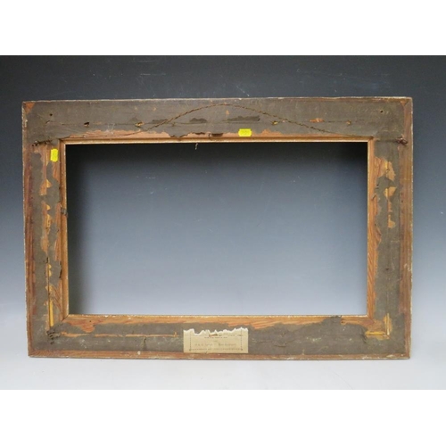 79 - A 19TH CENTURY PLAIN GOLD FRAME WITH GOLD SLIP, frame W 6 cm, slip rebate 35 x 61 cm, frame rebate 4... 