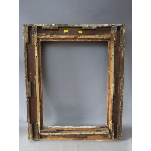 82 - AN 18TH CENTURY GOLD FRAME, with acanthus leaf design to inner edge, frame W 10 cm, frame rebate 60 ... 