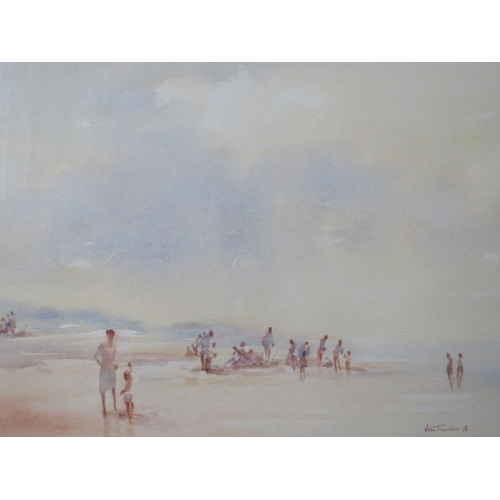 95 - JOHN TAUNTON (XX). British school, impressionist study figures on a beach 'Brancaster Beach', see ve... 