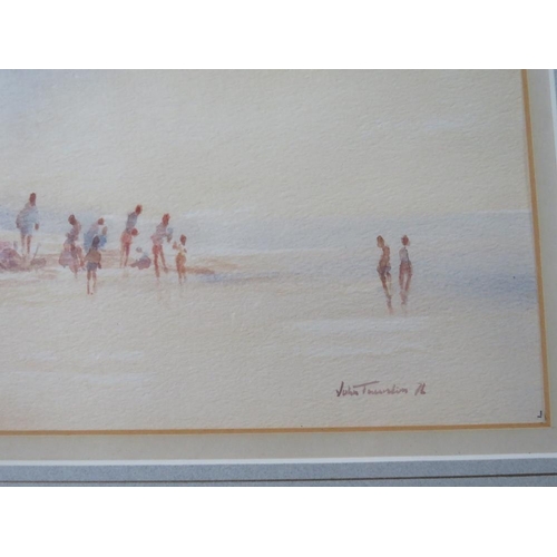 95 - JOHN TAUNTON (XX). British school, impressionist study figures on a beach 'Brancaster Beach', see ve... 