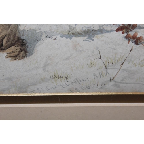 97 - THOMAS SIDNEY COOPER (19803-1902). Sheep in a snowy Winter landscape, signed lower right and dated 1... 