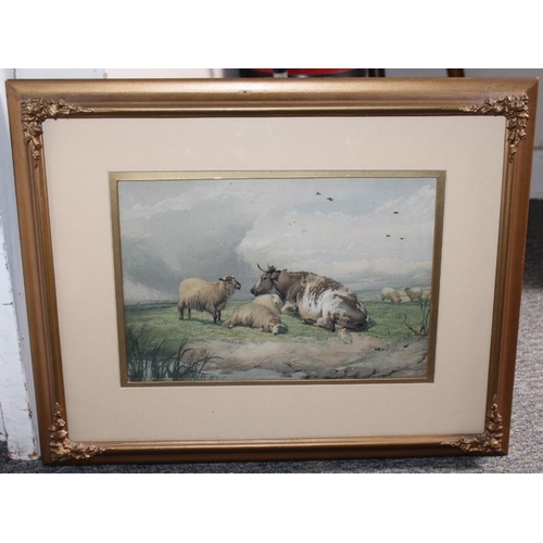 98 - THOMAS SIDNEY COOPER (19803-1902). Cattle and sheep in an open country landscape, signed lower right... 