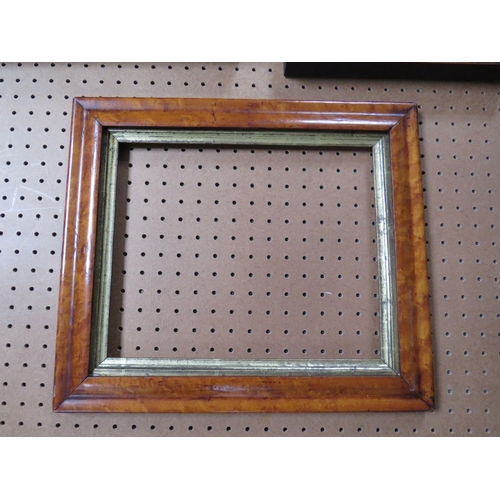 40 - THREE SMALL 19TH CENTURY MAPLE FRAMES WITH SLIPS, average frame W 3.5 cm, smallest rebate 24 x 18 cm... 