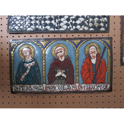 404 - A QUANTITY OF EARLY ENAMELLED METAL PLAQUES, eight studies of Saints and a study of Jesus Christ and... 