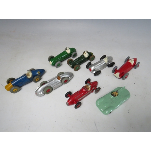 544 - SIX VINTAGE DINKY RACING CARS, together with two vintage Meccano racing cars (8)