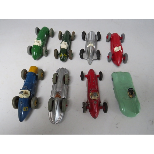 544 - SIX VINTAGE DINKY RACING CARS, together with two vintage Meccano racing cars (8)