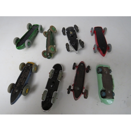 544 - SIX VINTAGE DINKY RACING CARS, together with two vintage Meccano racing cars (8)