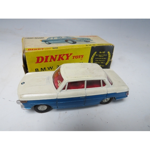 547 - A VINTAGE BOXED DINKY CAR B.M.W. 2000 TILUX, together with two vintage boxed Corgi cars - an Austin ... 