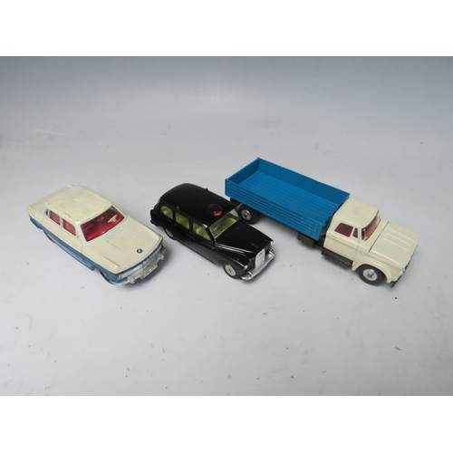 547 - A VINTAGE BOXED DINKY CAR B.M.W. 2000 TILUX, together with two vintage boxed Corgi cars - an Austin ... 