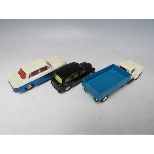 547 - A VINTAGE BOXED DINKY CAR B.M.W. 2000 TILUX, together with two vintage boxed Corgi cars - an Austin ... 