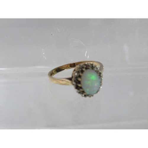 249 - A HALLMARKED 9CT GOLD OPAL AND DIAMOND DRESS RING, hallmarks indistinct, ring size Q ½, approximate ... 