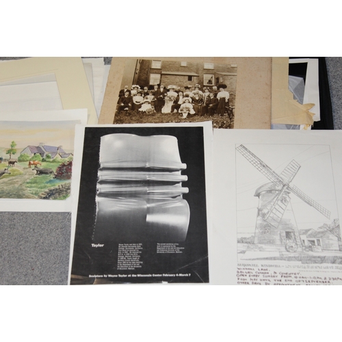 21 - ISLWYN WATKINS. A folder full of works from the artists studio, to include etchings and other works ... 