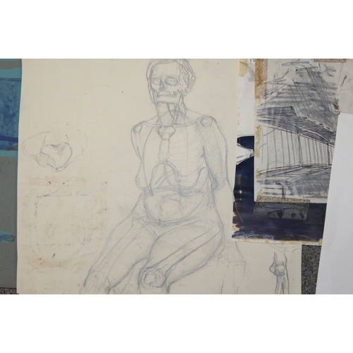 22 - ISLWYN WATKINS. A collection of works by  the artist to include mixed media, watercolours, pencil dr... 