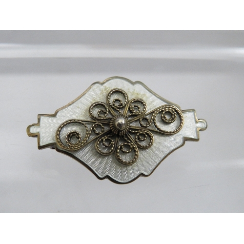 245 - TWO NORWAY STERLING SILVER BROOCHES, comprising an ornate example with guilloche enamel decoration a... 