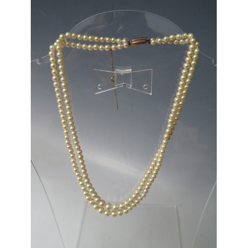 254 - TWO CIRO PEARL NECKLACES WITH 9CT GOLD CLASPS, together tih two examples having silver clasps etc.