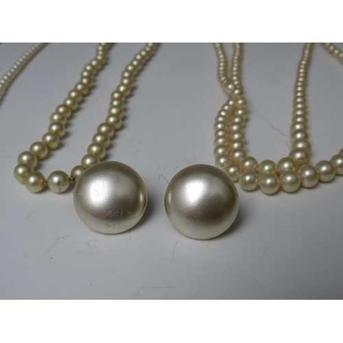 254 - TWO CIRO PEARL NECKLACES WITH 9CT GOLD CLASPS, together tih two examples having silver clasps etc.