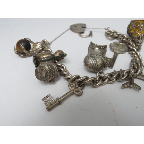 256 - A SILVER CHARM BRACELET, with a small selection of charms attached