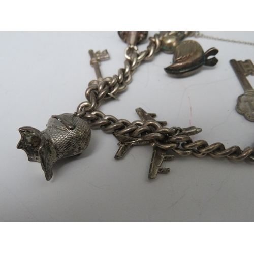 256 - A SILVER CHARM BRACELET, with a small selection of charms attached