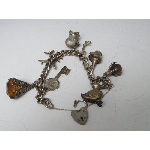 256 - A SILVER CHARM BRACELET, with a small selection of charms attached