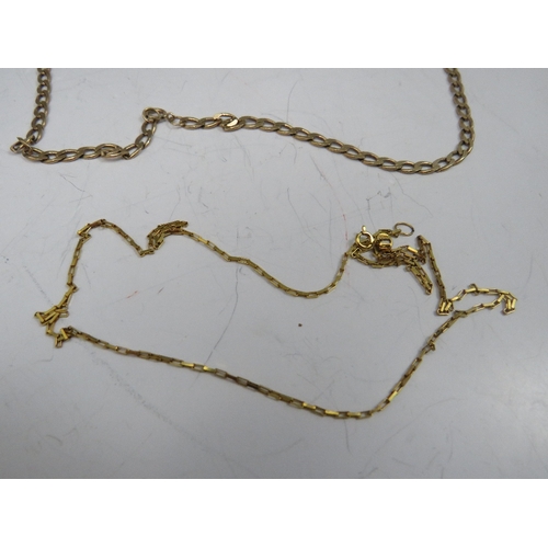 260 - A 9CT GOLD FIGARO LINK NECKLACE STAMPED 375, together with a 9K gold fine link necklace, approximate... 