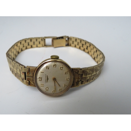 313 - AN 9CT GOLD LADIES LONGINES WRISTWATCH, Dia. 2.2 cm