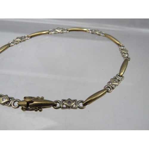 231 - A 9CT WHITE AND YELLOW GOLD GEMSET BRACELET, approximately 6.8 g