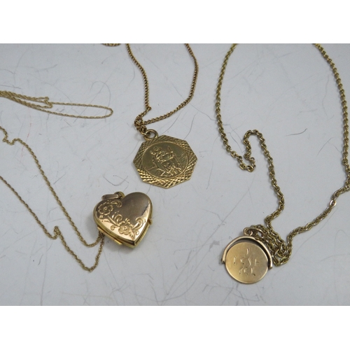 234 - A HALLMARKED 9CT GOLD ST CHRISTOPHER PENDANT ON CHAIN, approximately 7 g, together with a 9ct gold h... 