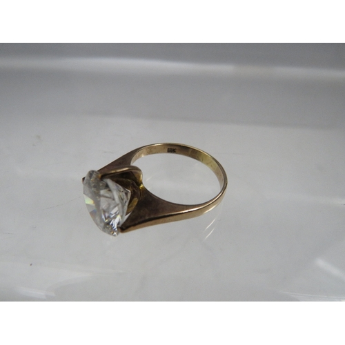 238 - AN 18K GOLD AND CZ SOLITAIRE DRESS RING, ring size L ½, approximately 4 g