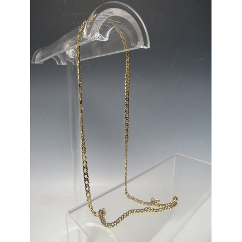 240 - A 9KT FLAT LINK CHAIN NECKLACE, marked to clasp and fittings, approximately 15.3 g