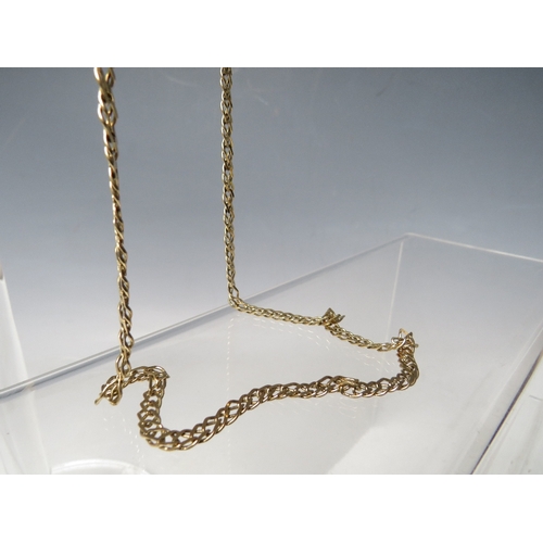 240 - A 9KT FLAT LINK CHAIN NECKLACE, marked to clasp and fittings, approximately 15.3 g