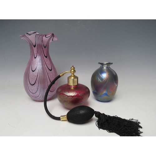 426 - A LANMARA LUSTRE GLASS BUD VASE. signed to base Lanmara, 1996, AU V2 No.14, H 11 cm, together with a... 