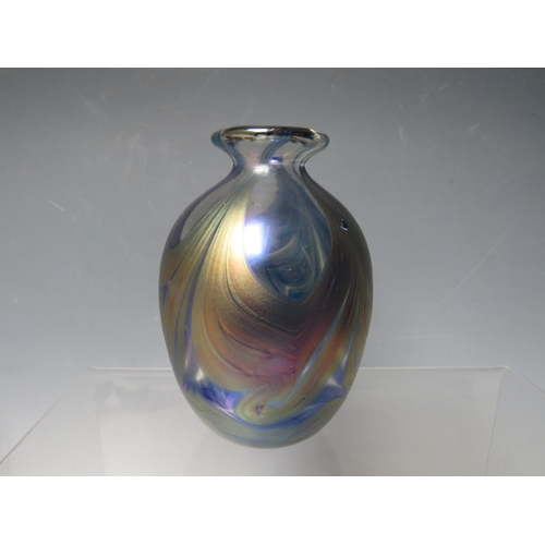 426 - A LANMARA LUSTRE GLASS BUD VASE. signed to base Lanmara, 1996, AU V2 No.14, H 11 cm, together with a... 