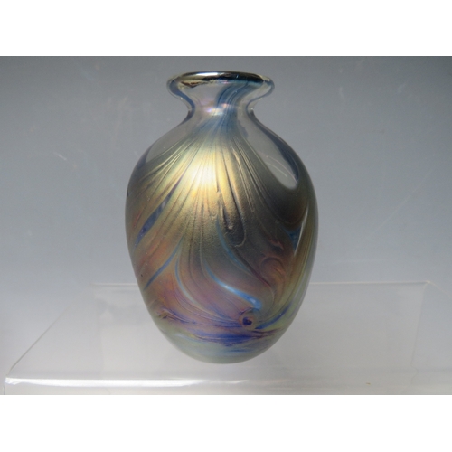 426 - A LANMARA LUSTRE GLASS BUD VASE. signed to base Lanmara, 1996, AU V2 No.14, H 11 cm, together with a... 