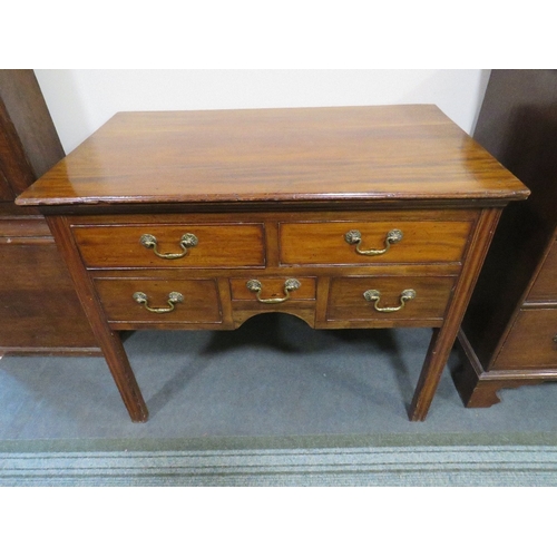 589 - AN ANTIQUE MAHOGANY FIVE DRAWER LOW BOY, raised on straight supports, H 72 cm, W 89 cm