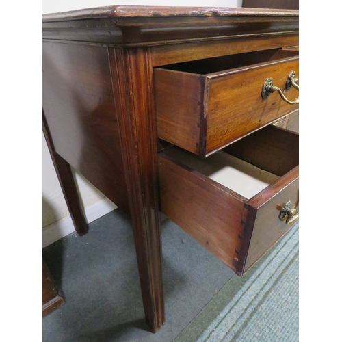 589 - AN ANTIQUE MAHOGANY FIVE DRAWER LOW BOY, raised on straight supports, H 72 cm, W 89 cm