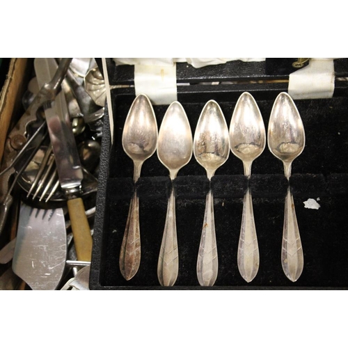 112 - A TRAY OF ASSORTED FLATWARE