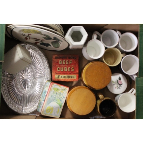 119 - THREE TRAYS OF ASSORTED SUNDRIES TO INCLUDE THREE VINTAGE DOLLS, CERAMICS, GLASS ETC