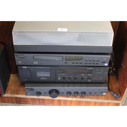 161 - A SELECTION OF ARCAM AND YAMAHA STEREO EQUIPMENT AND SPEAKERS TO INCLUDE A TURNTABLE