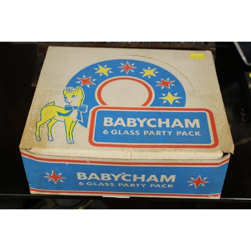 200 - A BOXED DISPLAY SET OF 6 'PARTY PACK' BABYCHAM GLASSES